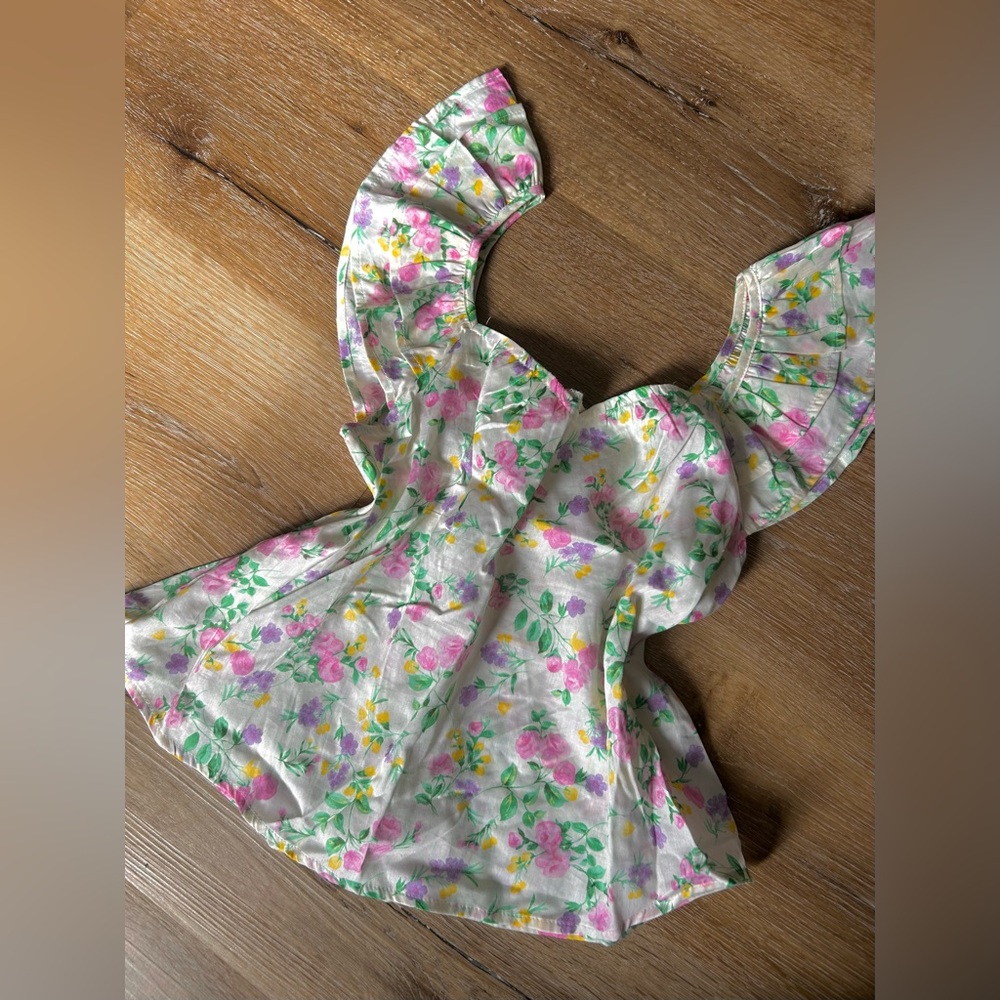 Linen Babydoll Floral Top